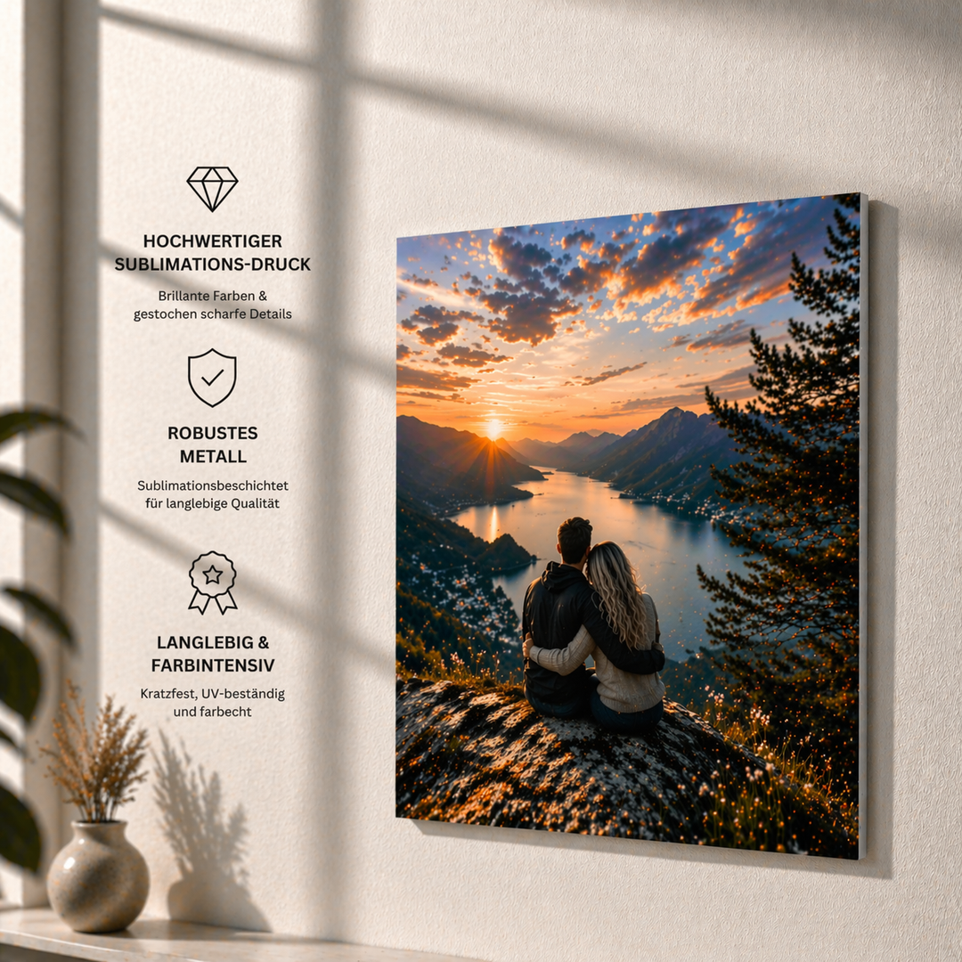 Personalisierter Metallposter mit Foto an der Wand, hochwertiger Sublimationsdruck auf Metall